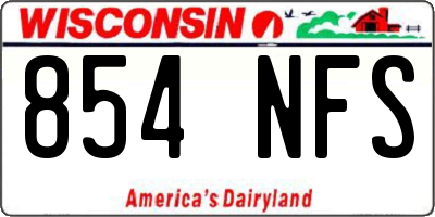 WI license plate 854NFS