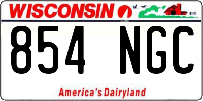 WI license plate 854NGC