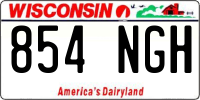 WI license plate 854NGH