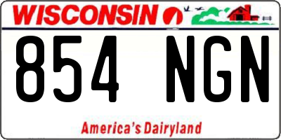 WI license plate 854NGN
