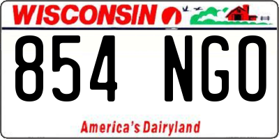 WI license plate 854NGO