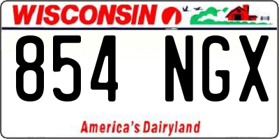 WI license plate 854NGX