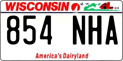 WI license plate 854NHA
