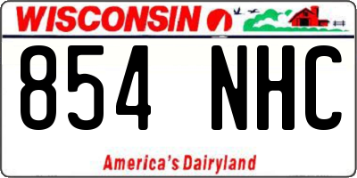 WI license plate 854NHC