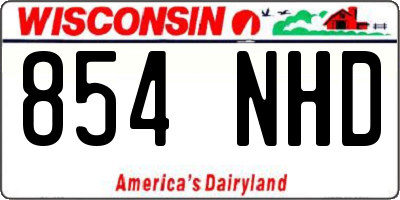 WI license plate 854NHD