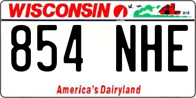WI license plate 854NHE