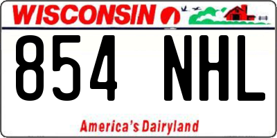 WI license plate 854NHL