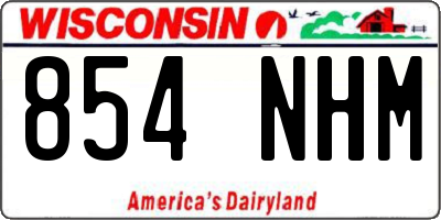 WI license plate 854NHM