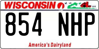 WI license plate 854NHP