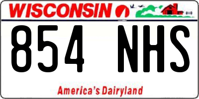 WI license plate 854NHS