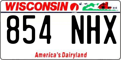 WI license plate 854NHX