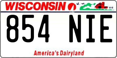 WI license plate 854NIE