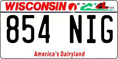 WI license plate 854NIG