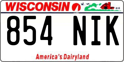 WI license plate 854NIK