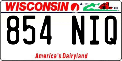 WI license plate 854NIQ