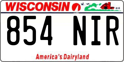 WI license plate 854NIR