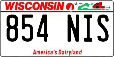 WI license plate 854NIS