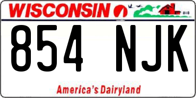 WI license plate 854NJK