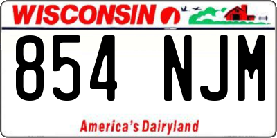 WI license plate 854NJM