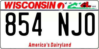 WI license plate 854NJO