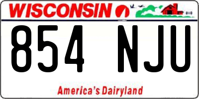 WI license plate 854NJU