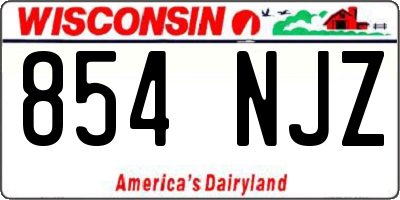 WI license plate 854NJZ