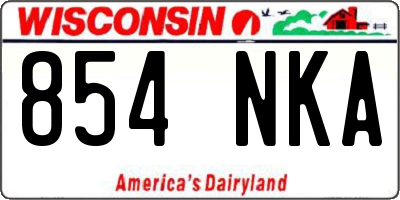 WI license plate 854NKA