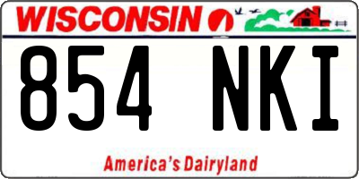 WI license plate 854NKI