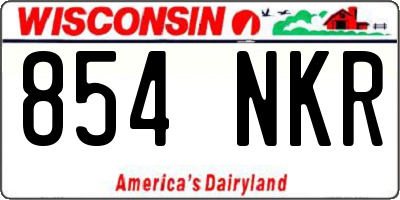 WI license plate 854NKR