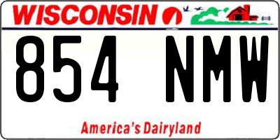 WI license plate 854NMW