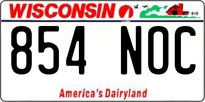 WI license plate 854NOC