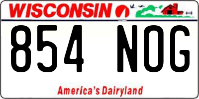 WI license plate 854NOG