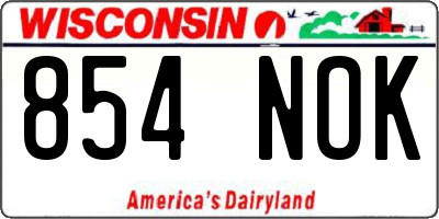 WI license plate 854NOK