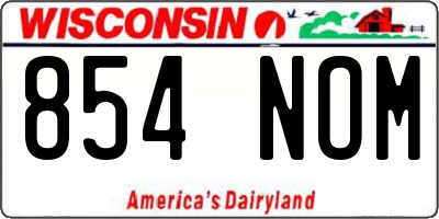 WI license plate 854NOM