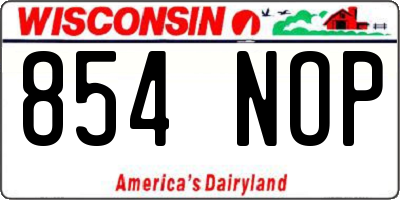 WI license plate 854NOP
