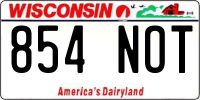 WI license plate 854NOT