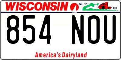 WI license plate 854NOU