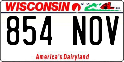 WI license plate 854NOV