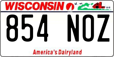 WI license plate 854NOZ