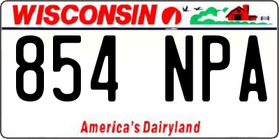 WI license plate 854NPA