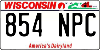 WI license plate 854NPC