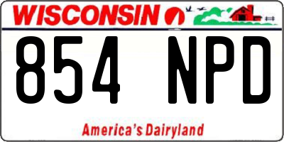 WI license plate 854NPD