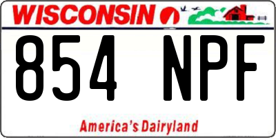 WI license plate 854NPF