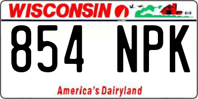 WI license plate 854NPK