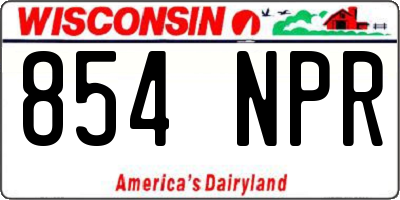 WI license plate 854NPR