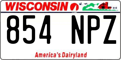 WI license plate 854NPZ