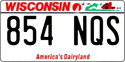 WI license plate 854NQS