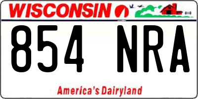 WI license plate 854NRA