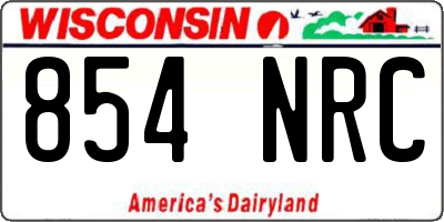 WI license plate 854NRC