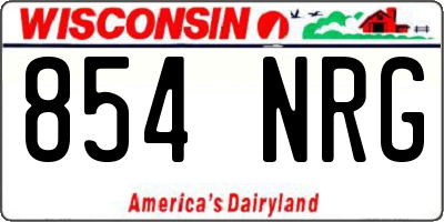 WI license plate 854NRG